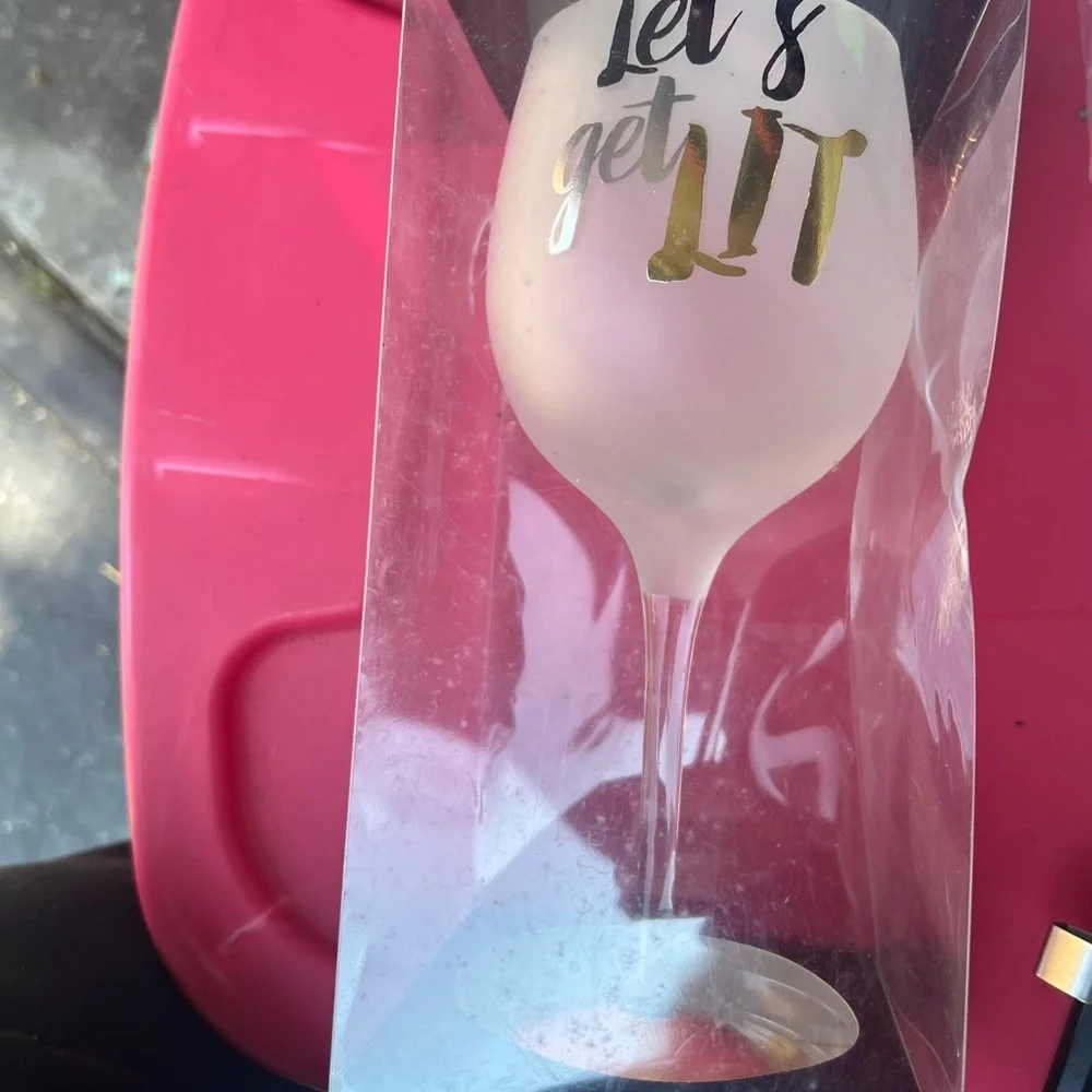 Gold and White Wine Glass - Let's Get Lit